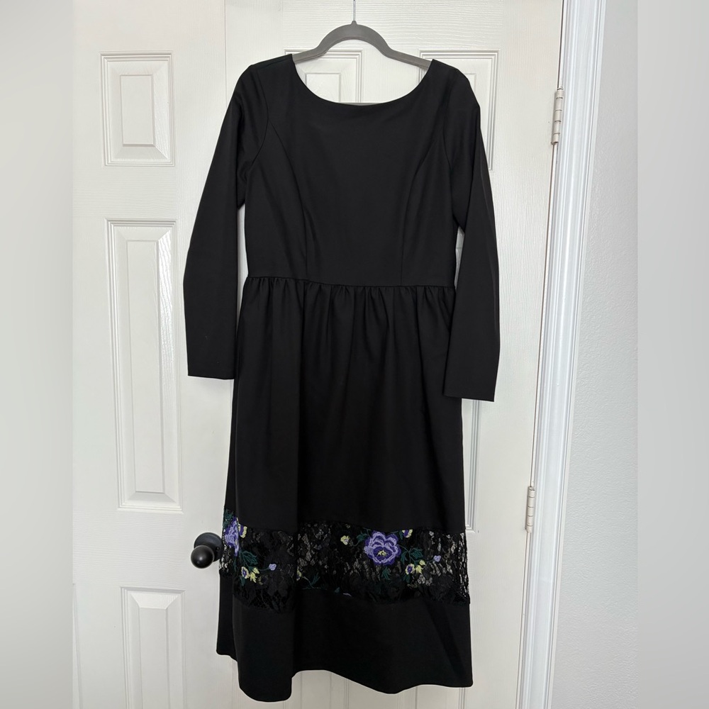 Closet Black Backless Dress with Purple Floral Detail